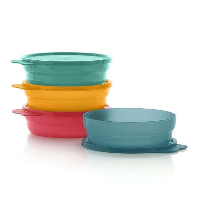 TUPPERWARE Brand Microwave Reheatable Cereal Bowls (500mL/2 Cup) + Lids - Dishwasher Safe & BPA Free - Airtight, Leak-Proof Food Storage Containers