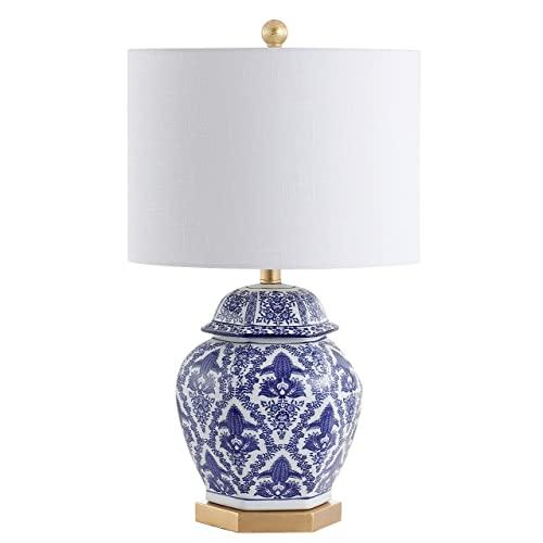 JONATHAN Y JYL3051A Gretchen 25" Ginger Jar Ceramic/Metal LED Lamp Classic,Traditional for Bedroom, Living Room, Office, College Dorm, Coffee Table, Bookcase, Blue/White