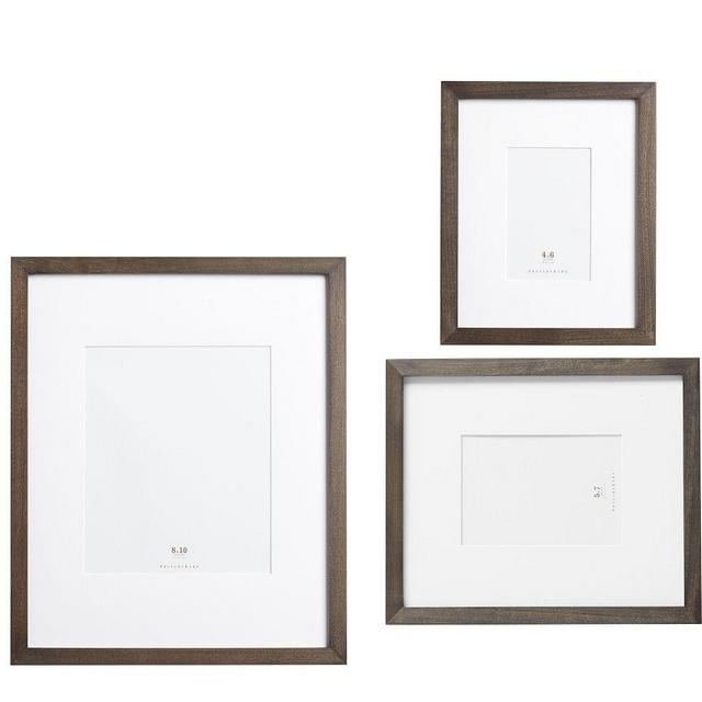 Wood Gallery Single Opening Frame, Set of 3 - Charcoal (4 x 6, 5 x 7, 8 x 10)