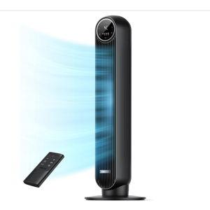 Dreo Tower Fan for Bedroom, 25ft/s Velocity Quiet Floor Fan, 90° Oscillating Fans for Indoors with 4 Speeds, 4 Modes, 8H Timer, Standing Fans, Bladeless Fan, Black