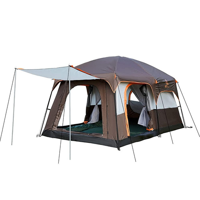KTT Large Tent 4~6 Person,Family Cabin Tents,2 Rooms,Straight Wall,3 Doors and 3 Windows with Mesh,Waterproof,Double Layer,Big Tent for Outdoor,Picnic,Camping,Family,Friends Gathering.…