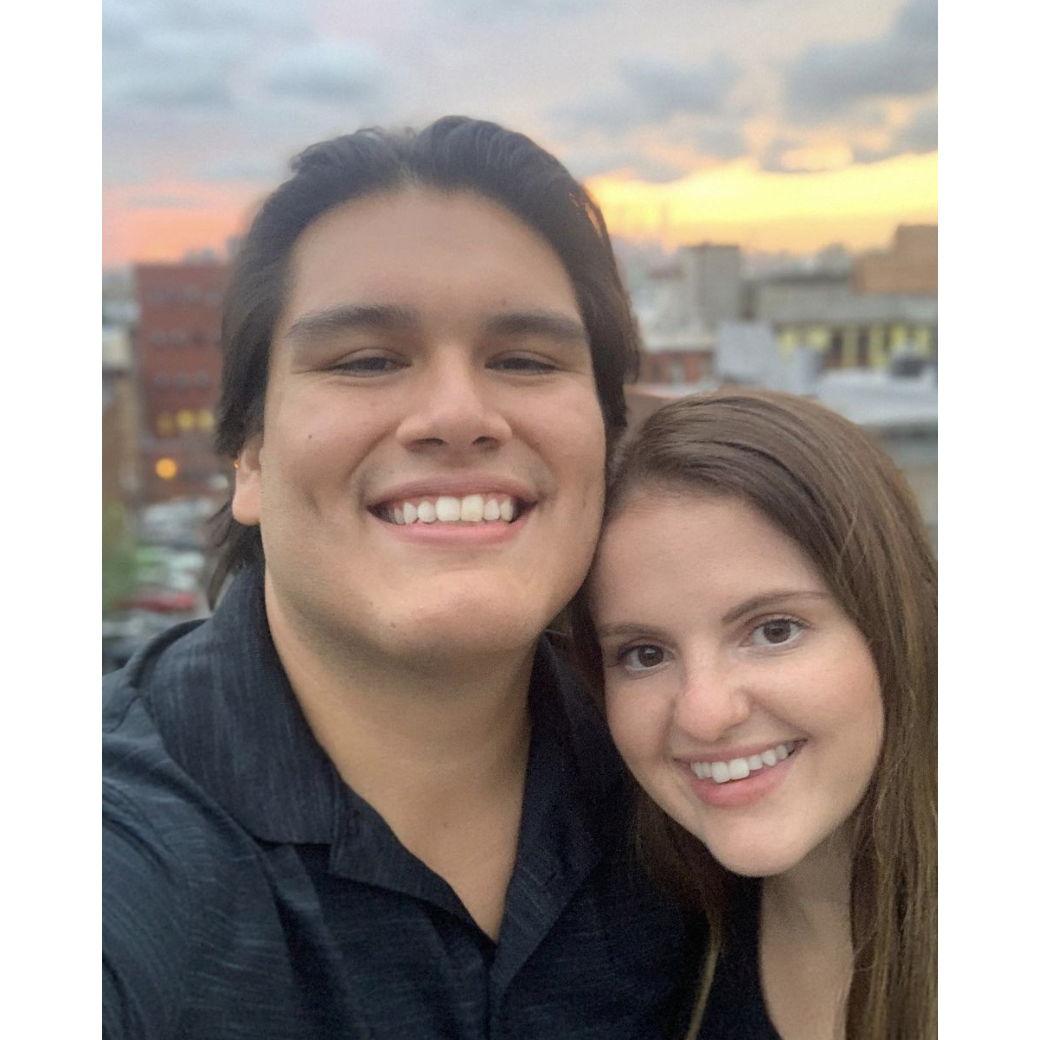 Dan and Trisha on a rooftop in Brooklyn. NYC is one of our favorite places