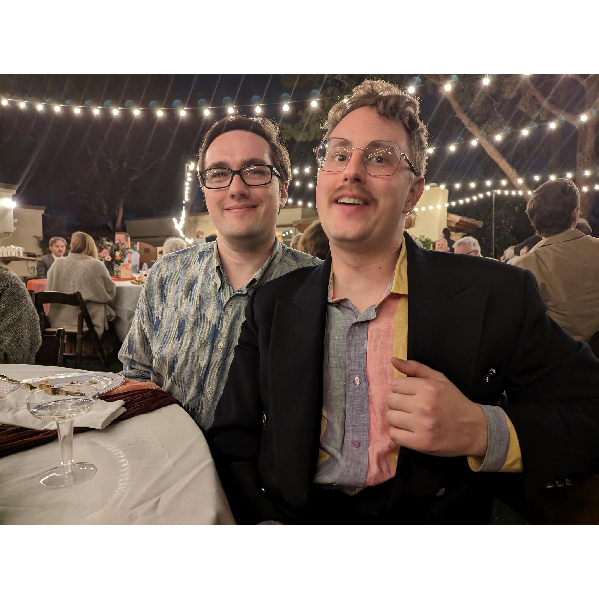 At Kyle and Alison's wedding. They'll be your entertainment during dinner!
