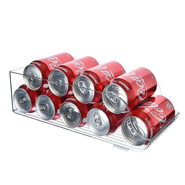 Ambergron Fridge Can Dispenser Organizer, Clear Plastic Soda, Beverage, Canned Food Container Bin for Refrigerator, Pantry, Countertop, Kitchen