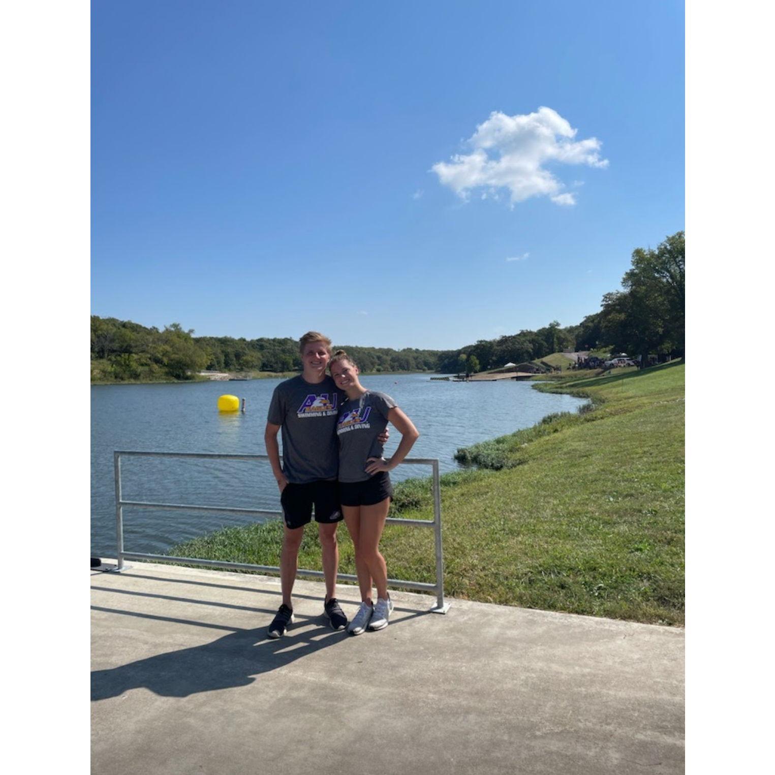Open water nationals after swimming a 5K, Kansas 2021