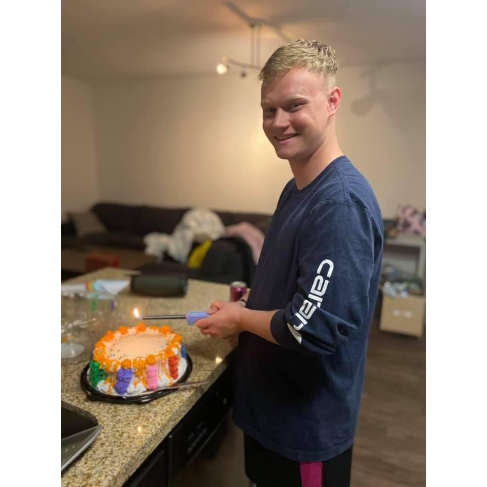 Celebrating his 22nd birthday in our first apartment together!