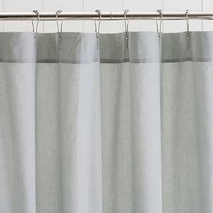 Ruffle Shower Linen Curtain, 72 x 72", Gray