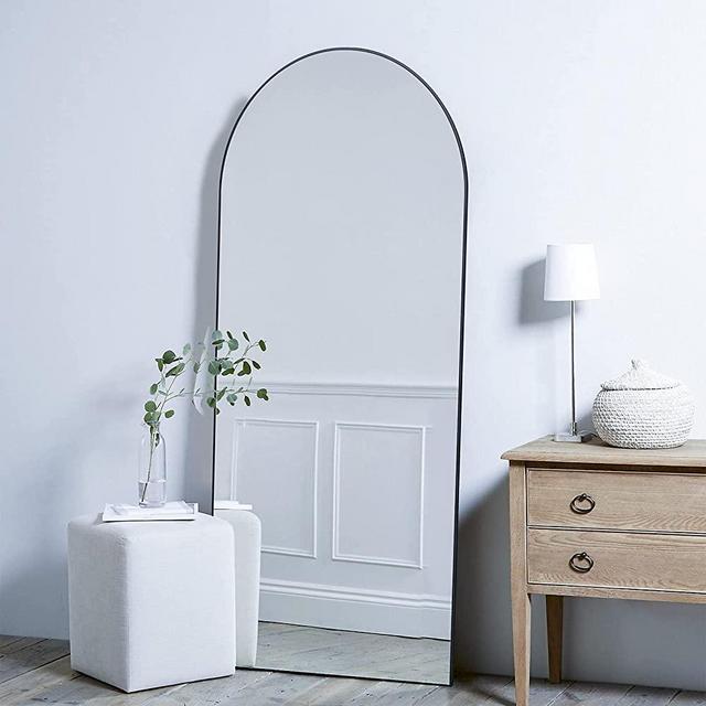 CASSILANDO Full Length Mirror 65"×22" Floor Mirror, Standing Mirror Smooth Arched Top Mirror, Large Arched Mirror, Bedroom Living Room Wall Mirror