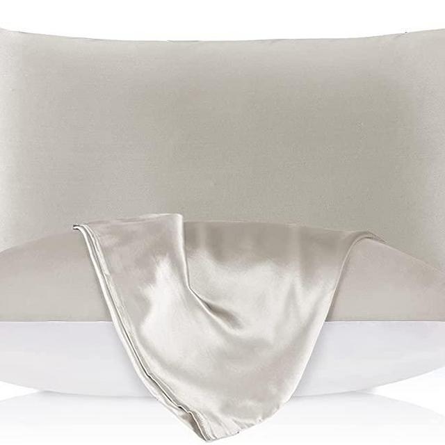 LILYSILK Grey Silk Pillowcase for Hair with Cotton Underside King 20x36 Inch 1pc 19 Momme Soft Oeko Tex Washable Silk Pillowcases