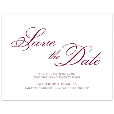 Burgundy, Red Wedding Digital Save the Date - Arthur Classic