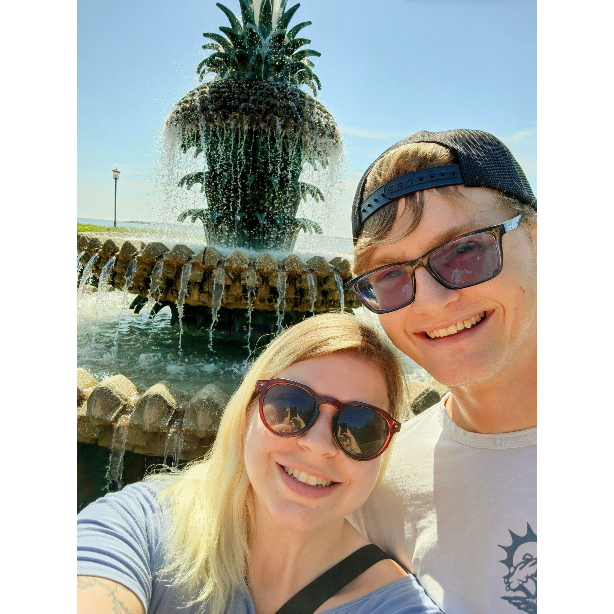 seeing the famous pineapple fountain during our trip to SC