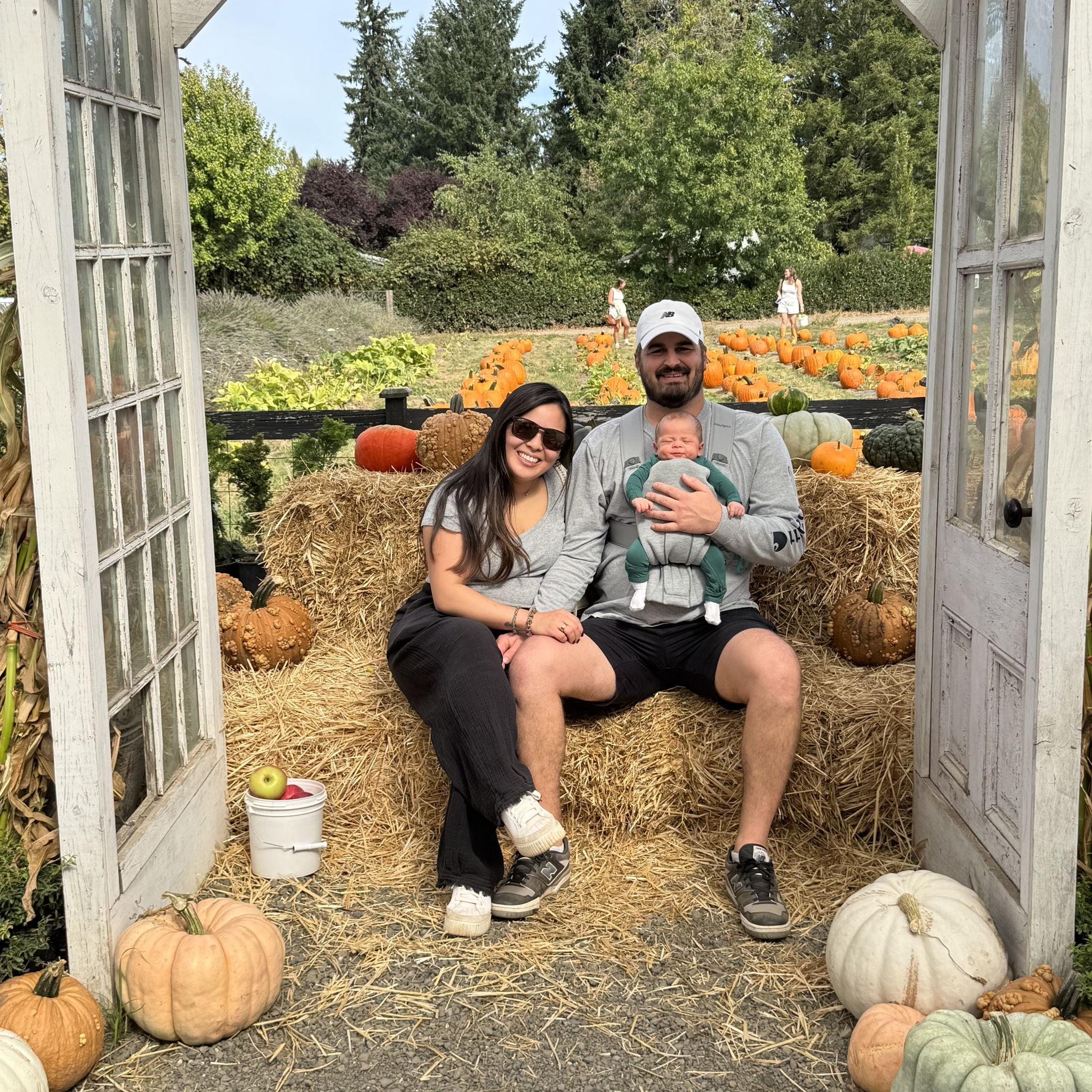 Pumpkin Patch with Jaxon at 1 Month Old