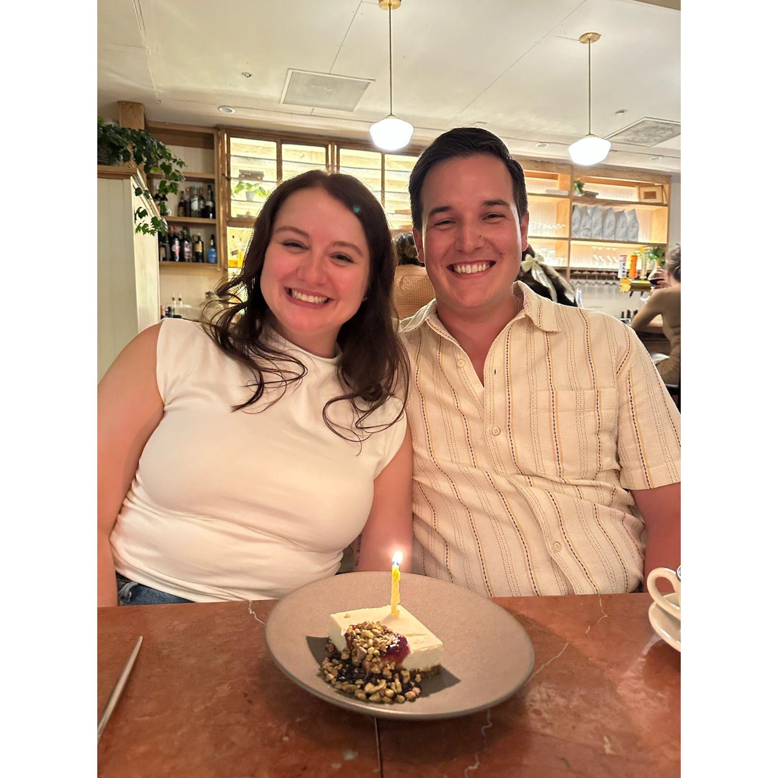Celebrating finding Sara's wedding dress!