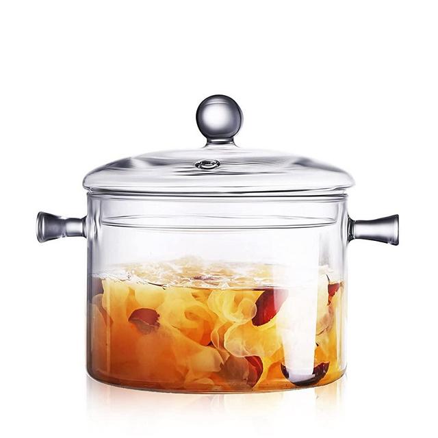 Glass Pots for Cooking with Lids Saucepan with Cover Simmer Pot Milk Pot Heat-Resistant Glass Stovetop Pot And Pan with Lid, Soup, Milk, Baby Food
