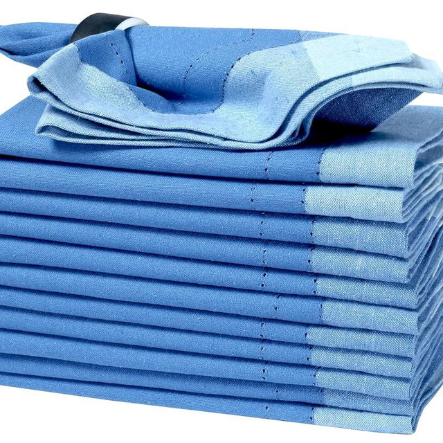 Cotton Cloth Dinner Napkins Set of 12 – 20x20 Teal Blue Multi, Double Hemstitched, Machine Washable, Wedding Napkins