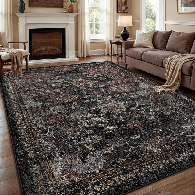 RUGIXE Area Rug 6×9 Foldable Machine Washable Living Room Area Rug, Machine Washable Anti-Slip Retro Rug, Low-Density Lightweight Chenille Printed Rug, Bedroom, Dining Room，Rugs for Living Room