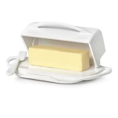 Butterie® Flip-Top Butter Dish with Spreader in White