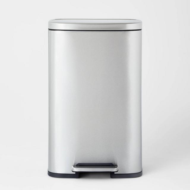 45L Rectangular Step Trash Can Silver - Brightroom™