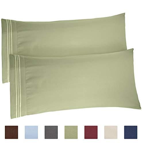 King Size Pillow Cases Set of 2 – Soft, Premium Quality Hypoallergenic Sage Green Pillowcase Pillow Covers – Machine Washable Pillow Protectors – 20x40, 20x36 & 20x48 King Size Pillows for Sleeping 2