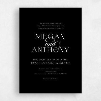 Black Wedding Invitation - Hodgson Portrait
