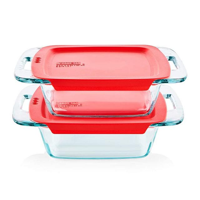 Pyrex Easy Grab Baking Dish with lid Food Storage, 8" x 8"
