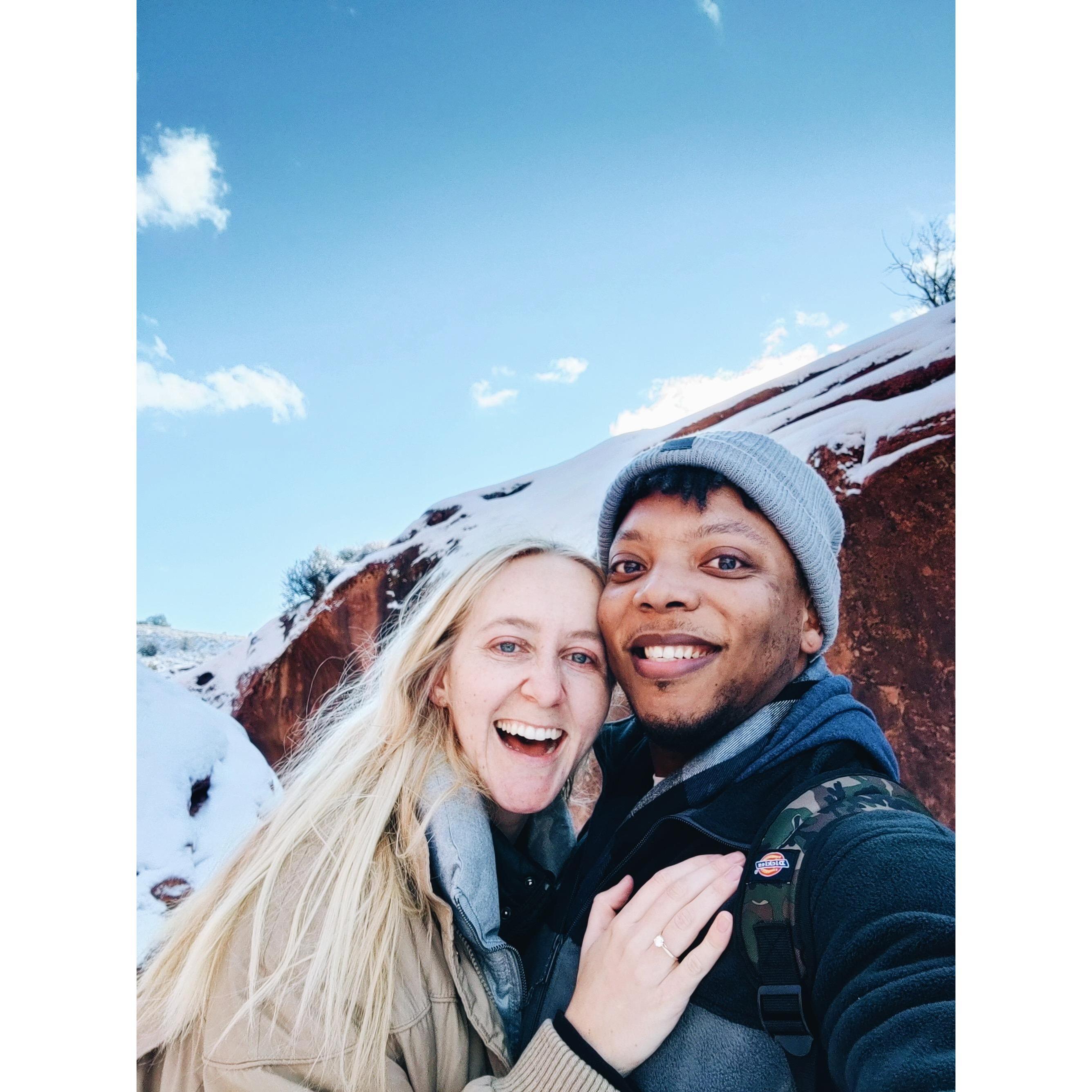 The first selfie after he proposed!