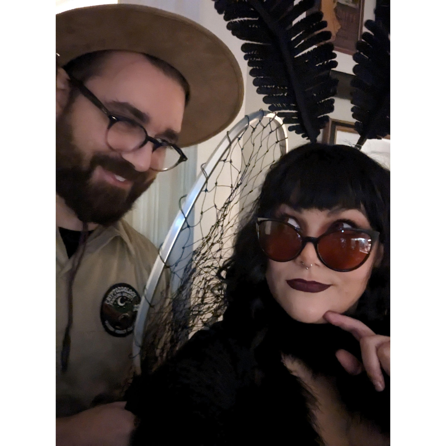 Another moth Halloween - Moth Ma'am and a Cryptozologist (Krista made an entire backstory for this)