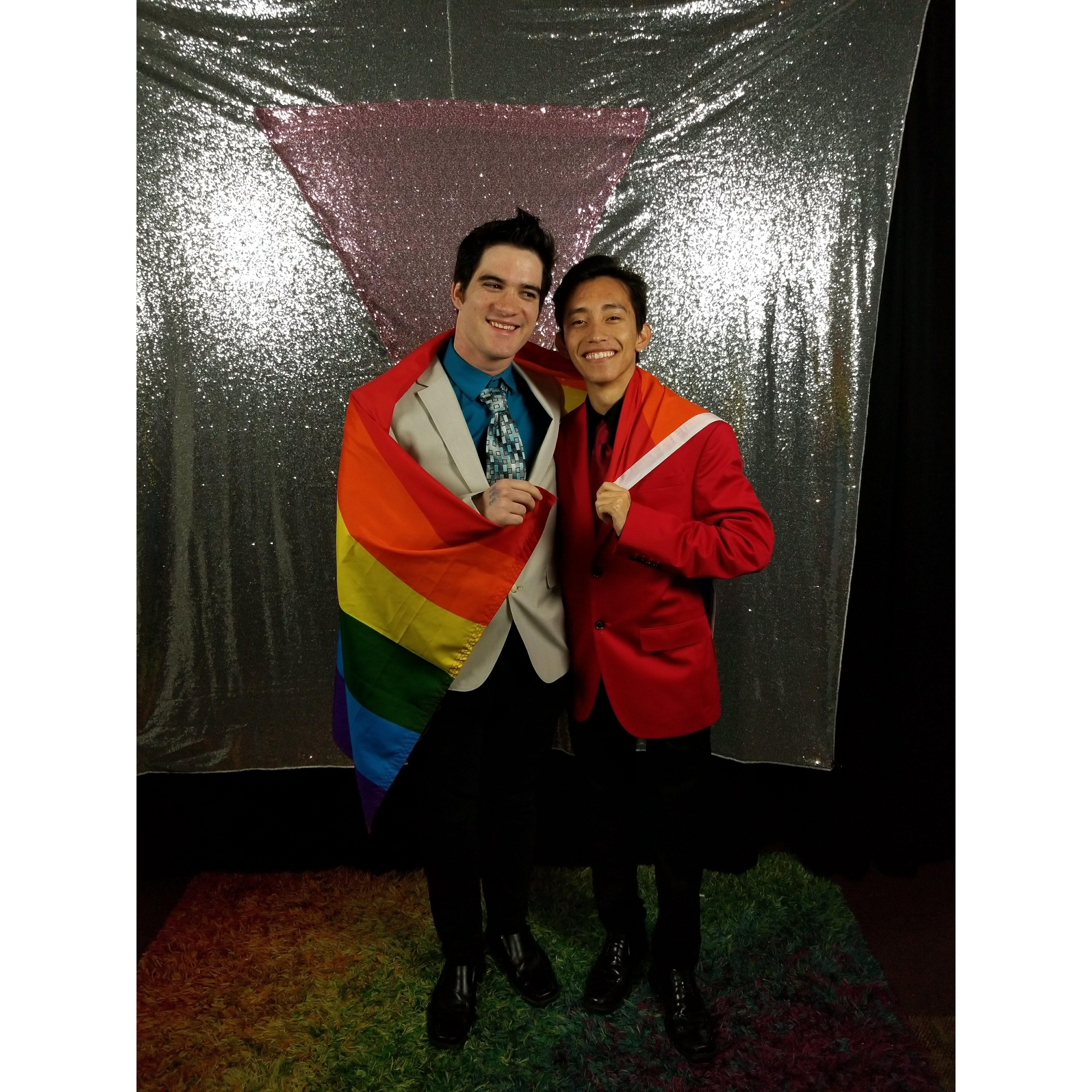 Our first (and only) Queer Prom at Chico State and the nicer version of the Queer Prom photo.