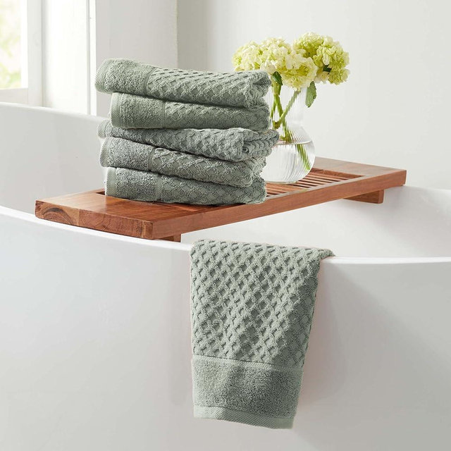 Green Bath Towels - 100% Cotton 6 Pack 26x16 Hand Towel Set - Absorbent, Durable, Quick-Dry Towels for Bathroom - Low-Twist, Two-Ply Decorative Towels (Sage Green)