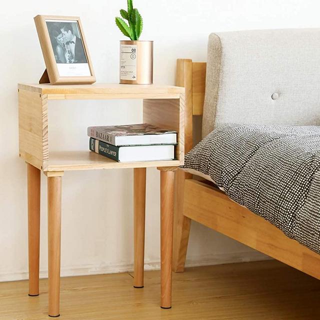 EXILOT Solid Wood Nightstand Mid-Century Modern Bedside Table Small End Table Side Table.