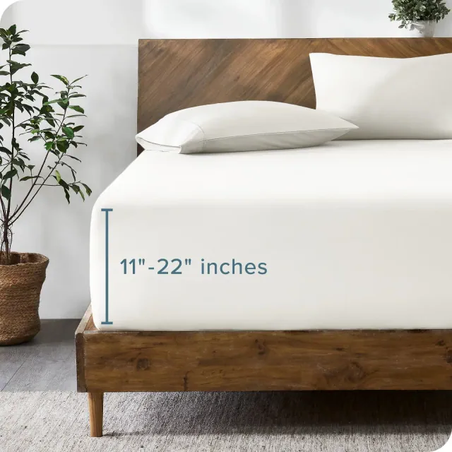 22 Inch Extra Deep Pocket Ultra-Soft Easy Care Fitted Sheet by Bare Home - Full, Cream