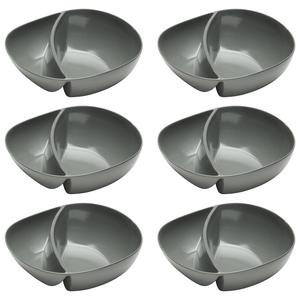 Zak Designs Moso 7-inch Portion Control Divided Bowls, Gray, 6 piece set