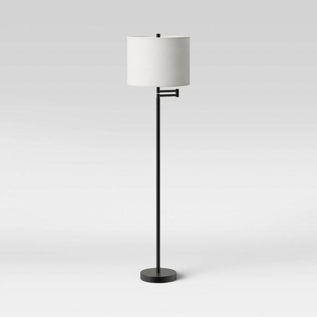 Metal Column Swing Arm Floor Lamp Black (Includes Energy Efficient Light Bulb)- Threshold™