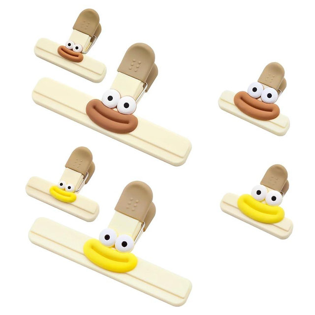 Lxuraduy 6 Pack Chip Clips, 6 Styles of Cute Chip Clips, Food Clips, Wide Foods Snacks Bag Paper Clips, Cute Tight Seal Grips