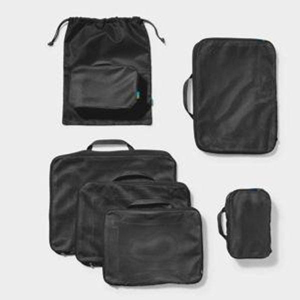 7pc Packing Cube Set with Compression BLACK - Open Story™