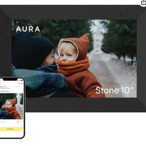Aura Stone Digital Picture Frame - 10.1" HD Mat Display | Wirecutter's Best Digital Frame for Gifting - Send Photos Directly from Your Phone | Quick & Easy Setup Over WiFi - Free App | Black