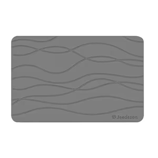 Vsmile 15.4 in. x 23.6 in. Stone Bath Mat, Quick Drying Bathroom Floor Mat, Natural, Easy to Clean, Dark Gray VS-FM003M