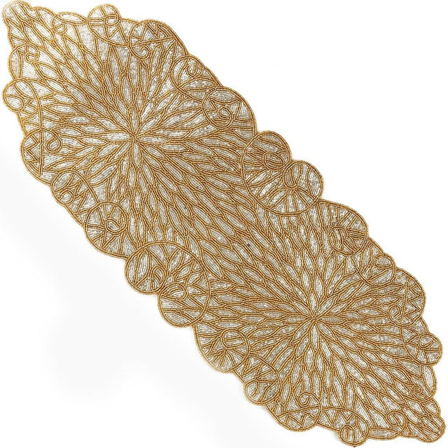 CLEENTABLE Handcrafted Coastal Sea Shell Beaded Table Runner – Multi-Color Nautical Decor for Weddings, Christmas & Home Gatherings