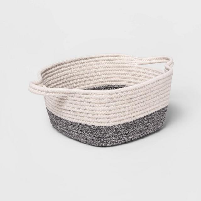 Square Coiled Rope Bin with Color Band - Cloud Island™ Gray
