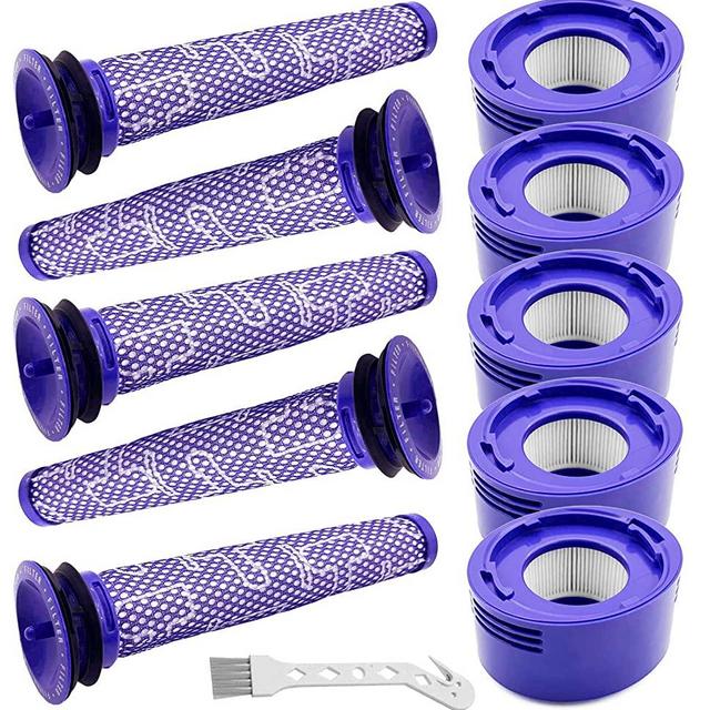 10 Pack Vacuum Filters Replacement Compatible with Dyson V8,V7 Animal and V8 Absolute Cordless Vacuum, Filter Replcament Replaces Part Part # 965661-01 & 967478-01, 5 Pre-Filters, 5 Post-Filters