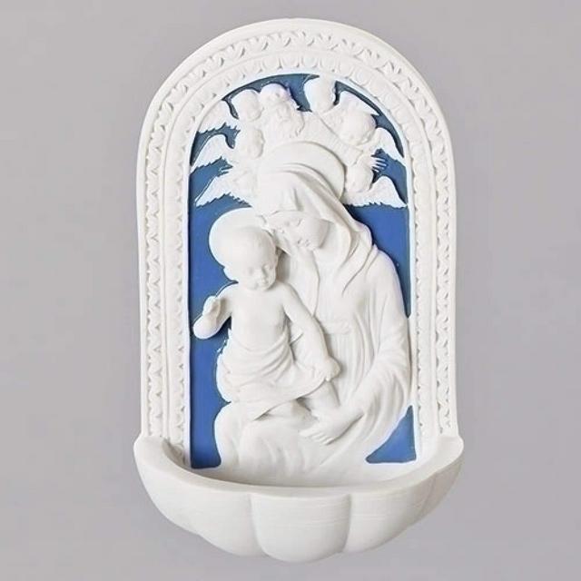 Della Robbia Madonna and Child Holy Blue and White Water Fountain (Standard Version)
