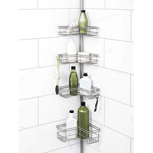 Zenna Home Tension Pole Shower Caddy, Nickel