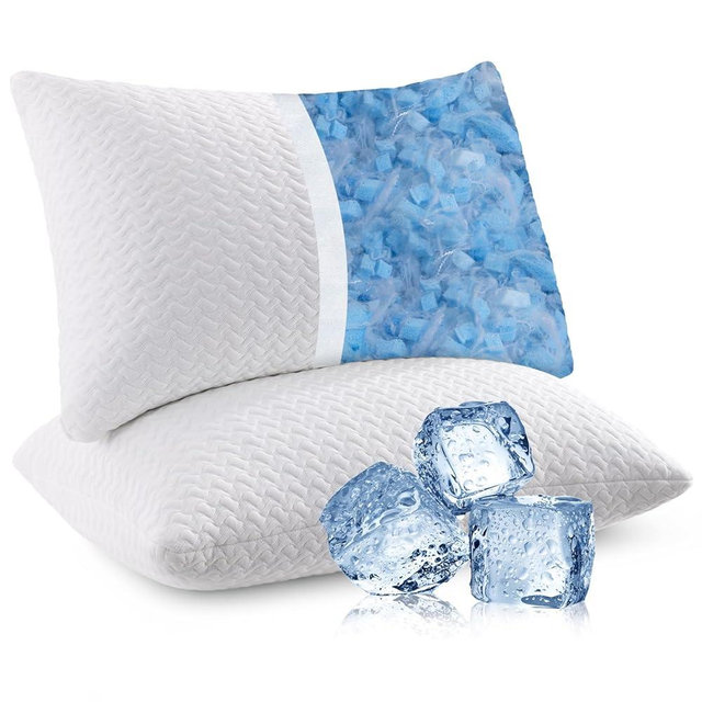Twolike Shredded Memory Foam Pillows Cooling Bed Pillows 2 Pack, Pillows Queen Size Set of 2 for Sleeping, Support Soft for Side Back Stomach Sleepers, with Washable Cover, 20X30