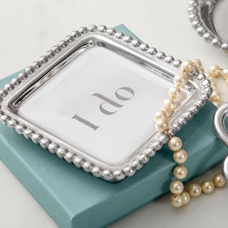 "I do" Beaded Square Statement Tray