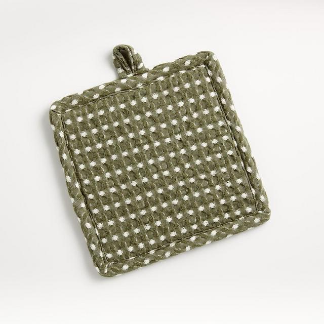 Olive Waffle Chambray Pot Holder