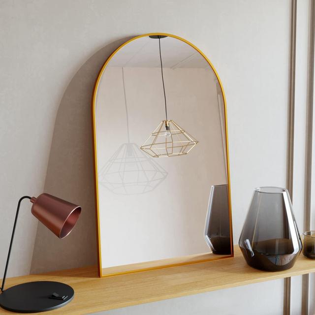 BEAUTYPEAK Wall Mounted Mirror, 26 inch x38 inch Arch Bathroom Mirror, Gold Vanity Wall Mirror w/ Metal Frame for Bedroom, Entryway, Living Room