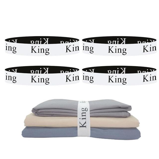 Yermivie 4 Pieces Bed Sheet Organizer Bands, Sheet Organizers and Storage Label Bands, Sheet Label for Bedding, Sheets Organizer for Closet,Sheet Keepers Linen Labels Bedding Bands (4Pcs King)