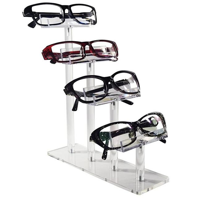 Mooca 4 Tier Acrylic Eyeglasses Frame Stand, Sunglasses Rack, Sunglasses Stand Acrylic Sunglasses Display, Sunglasses Rack Holder, Acrylic Glass Display, 9”H