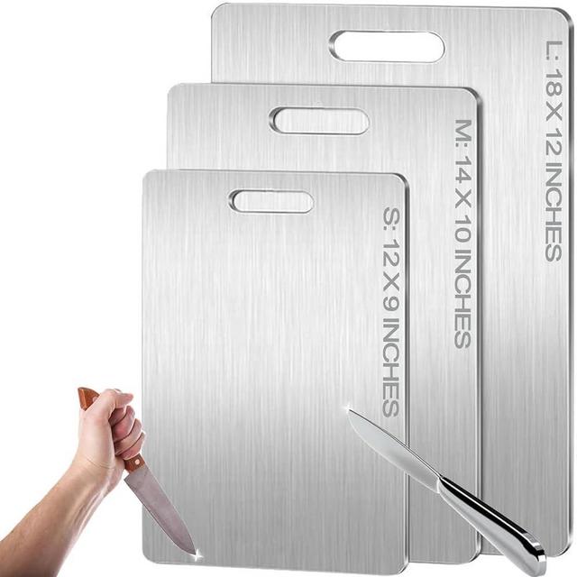 Titanium Cutting Board - 100% Pure Titanium Cutting Boards for Kitchen - Cutting Edge Hygiene & Durability, 1 Pack Double Sided Medical-grade Titanium Cutting Mat, Easy to Clean (12 x 9 inch)