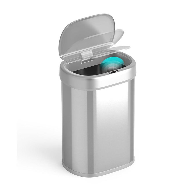 Ninestars 21 Gallons Automatic Touchless Kitchen Trash Can with Lid, Motion Sensor Trash Can for Kitchen, Living Room, Office, 80 Liter Stainless Steel Garbage Bin (21 Gallon Oval)